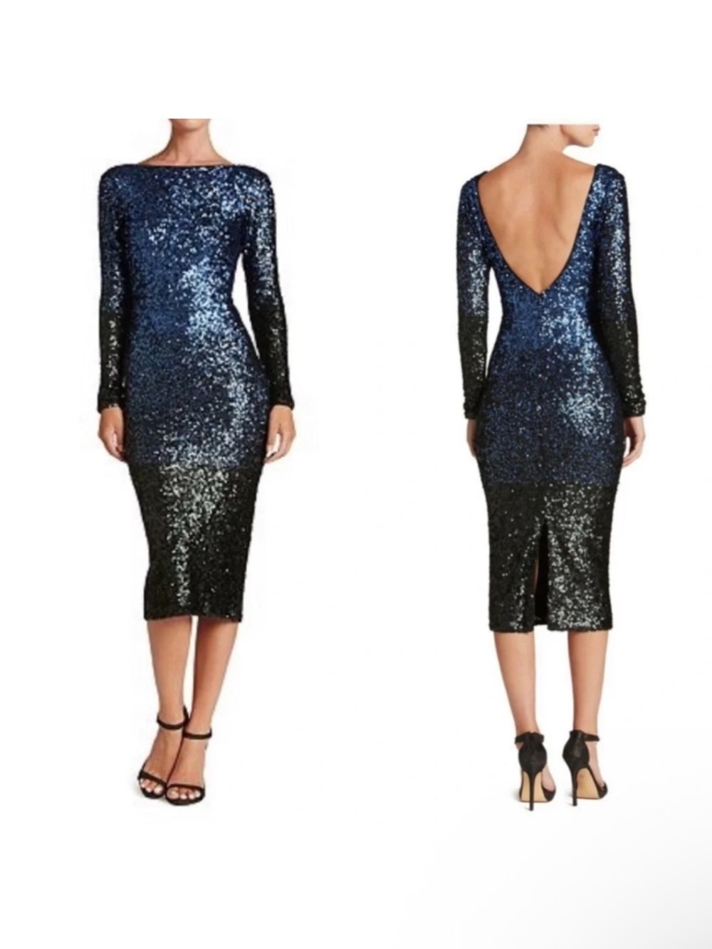 Dress The Population Sequin Emery Ombré Bodycon Dress Size S USA